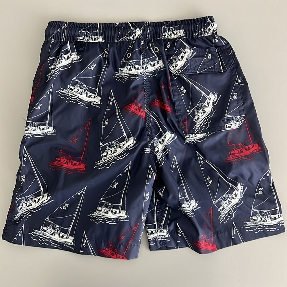 Brooks Brothers Boys Sailboat Print Swim Trunks Size M - Picture 3 of 7